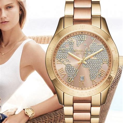 michael kors watch wold map|Michael Kors Women's MK6476 'Layton' World Map Crystal Two .